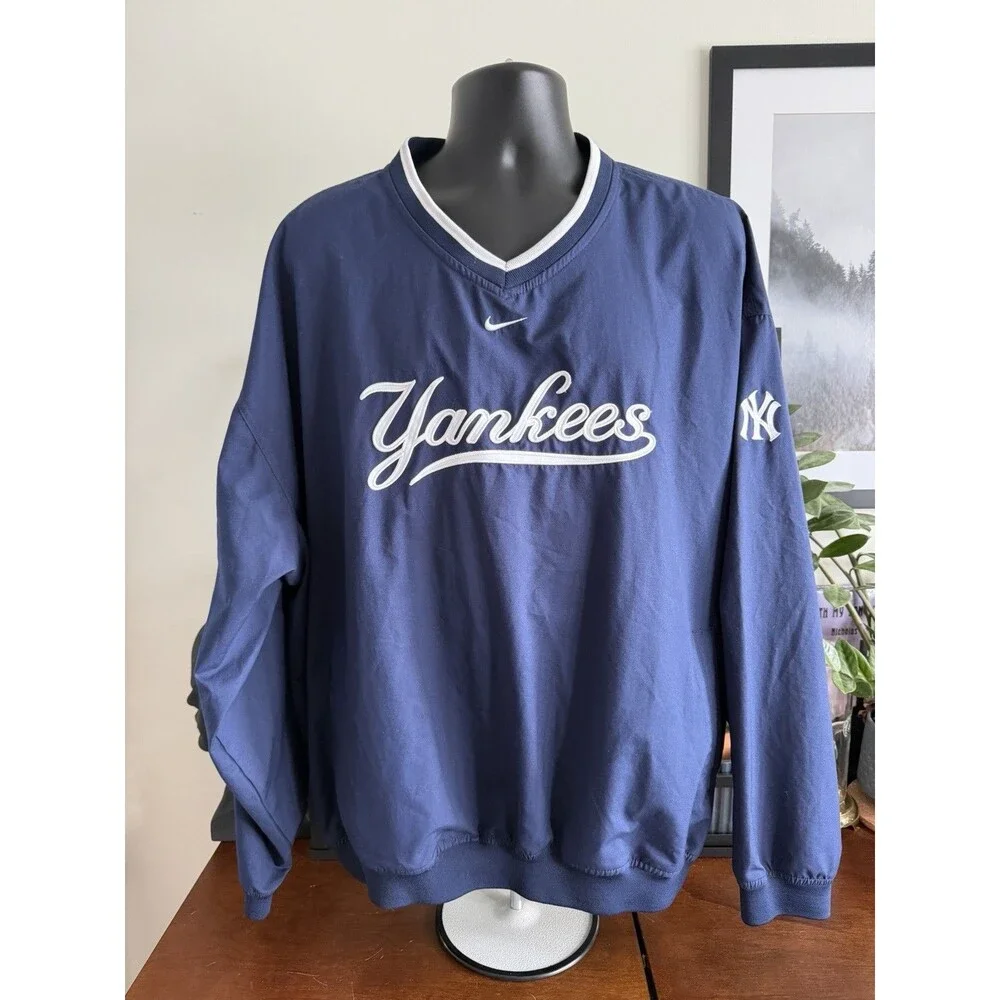 Vintage New York Yankees Nike Center Swoosh Windbreaker Pullover Size 2XL